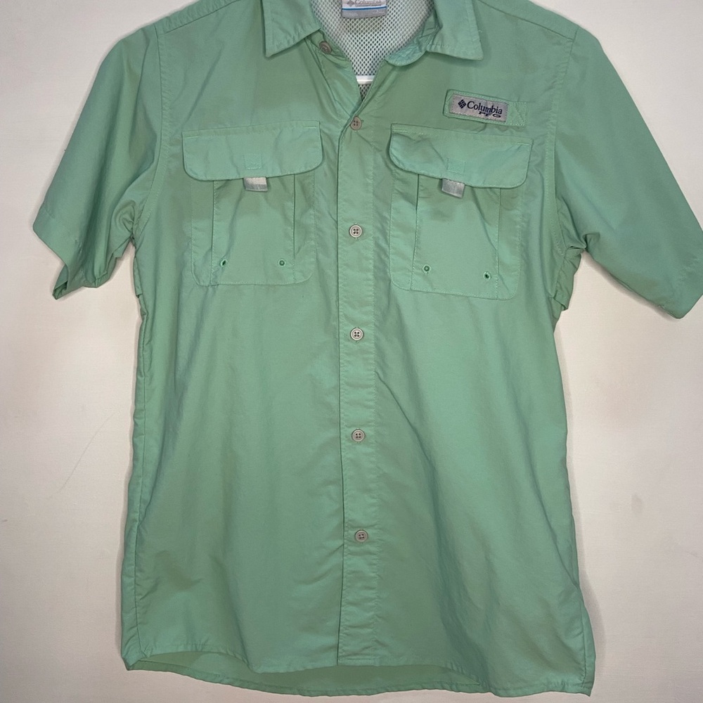 Columbia Men's Mint Green Casual Button Down Shirt PFG 14/16 fishing apparel